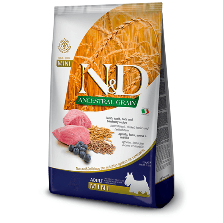 Farmina N&D Low Grain Mini, jagnięcina i borówki